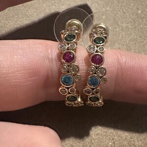 Genuine Gemstone Hoop Earrings